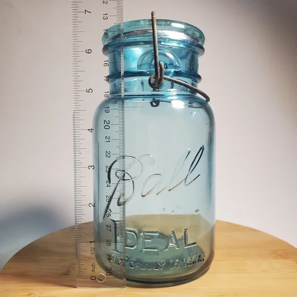 BALL Ideal Canning / Mason Jar 1 Quart Aqua Blue Mold #4 Vintage 1923 To 1933 - Picture 12 of 13